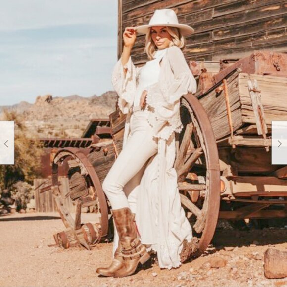 Freebird by Steven Drove Cowgirl BoHo Tan Distressed Leather Boots w/Buckles 8 - Picture 1 of 11